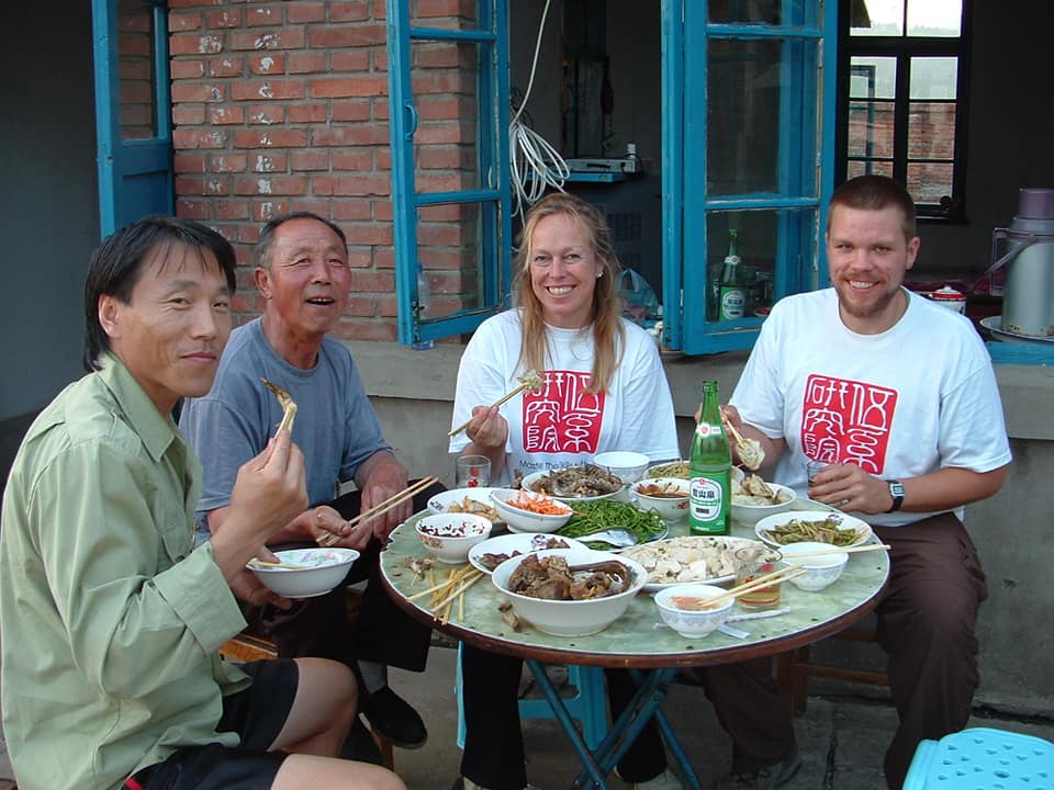 Frank He with his student in China